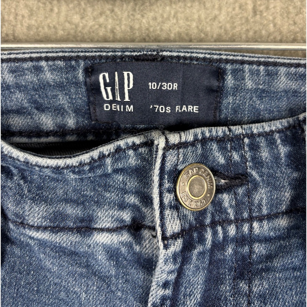 Gap 70s Flare Jeans Sailor Button‎ High Rise 10/30R Blue Wash - Picture 5 of 9